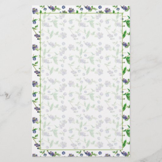 ブルーベリーフルーツウォーターカラーイラストレーション 便箋 (正面)