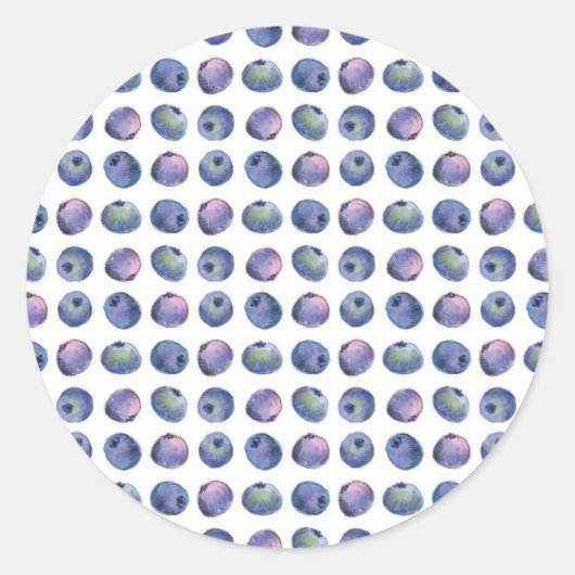 ブルーベリーフルーツウォーターカラージオメトリックイラストレーション ラウンドシール (正面)