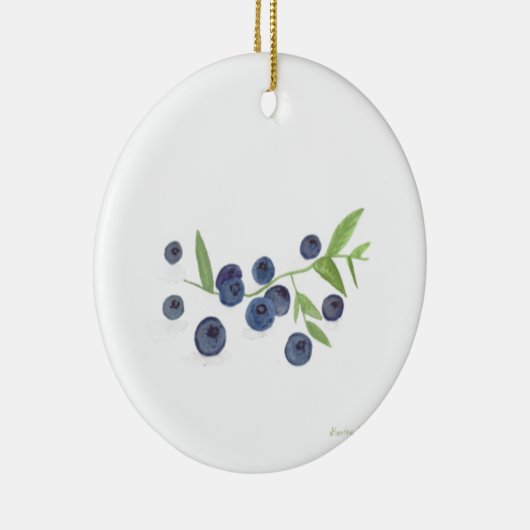 ブルーベリーフルーツキッチンウォーターカラーフードパープル セラミックオーナメント (右)