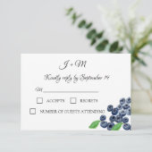 ブルーベリーフルーツブルーベリモダンーウェディングRSVP 出欠カード (スタンド正面)