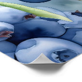 ブルーベリーフルーツプラントウォーターカラープリント ポスター (角)