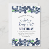 ブルーベリーフルーツ1stベリーファースト誕生日 招待状 (正面)