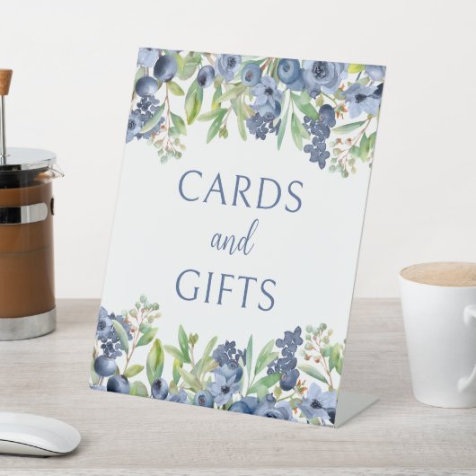 ブルーベリーフローラ男の赤ちゃんシャワーカードギフトサイン 台座サイン (インサイチュ)