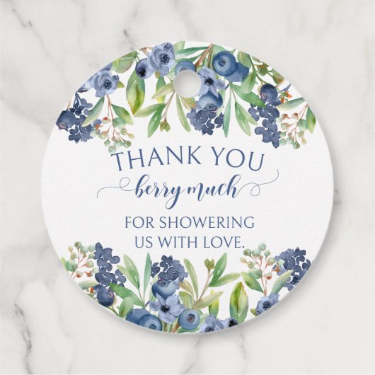 ブルーベリーフローラ男の赤ちゃんシャワーギフトメッセージカード フェイバータグ (裏面)