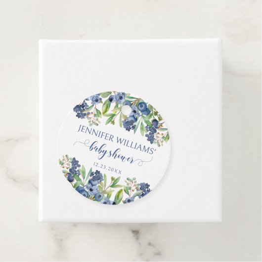 ブルーベリーフローラ男の赤ちゃんシャワーギフトメッセージカード フェイバータグ (インサイチュ)