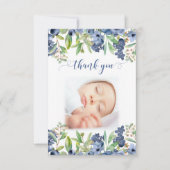 ブルーベリーフローラ赤ちゃんシャワー写真サンキューカード サンキューカード (正面)