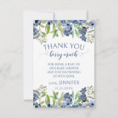 ブルーベリーフローラ赤ちゃんシャワー写真サンキューカード サンキューカード (裏面)