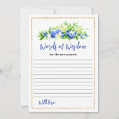 ブルーベリーフローラ赤ちゃんシャワー知恵の言葉 招待状 (正面)