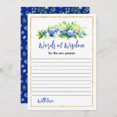 ブルーベリーフローラ赤ちゃんシャワー知恵の言葉 招待状 (正面/裏面)