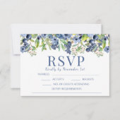 ブルーベリーブルーフラワーウェディングRSVPカード 出欠カード (正面)