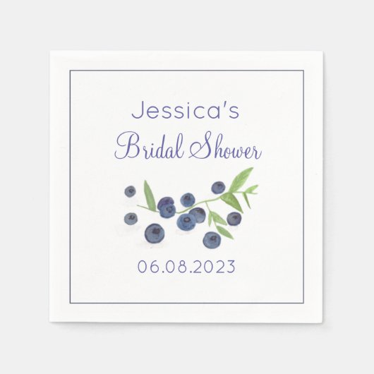 ブルーベリーブルーベリーサマーブライダルシャワー スタンダードカクテルナプキン (正面)