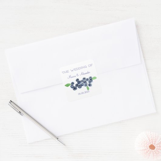 ブルーベリーブルーベリーフルーツウェディングパーティー スクエアシール (封筒)