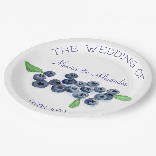 ブルーベリーブルーベリーフルーツウェディングパーティー ペーパープレート (アングル)
