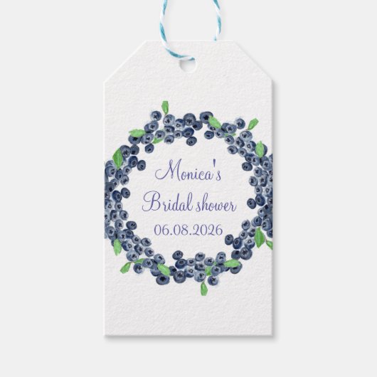 ブルーベリーブルーベリーフルーツブライダルシャワーパーティー ギフトタグ (正面)