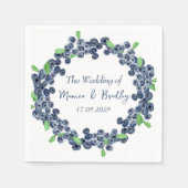 ブルーベリーブルーベリーフルーツ結婚サマー スタンダードカクテルナプキン (正面)