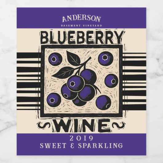 ブルーベリーブルーベリー自家製低木コミアル ワインラベル (シングルラベル)