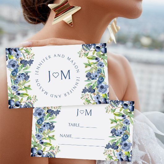 ブルーベリーブルー結婚フラワーズフラット座席表 プレイスカード