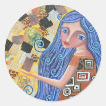 ブルーベリーブロンド女神、ラウンドステッカー