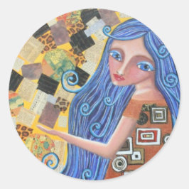 ブルーベリーブロンド女神、ラウンドステッカー ラウンドシール