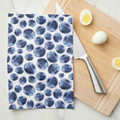 ブルーベリープリントフルーツパターン キッチンタオル (四つ折り)