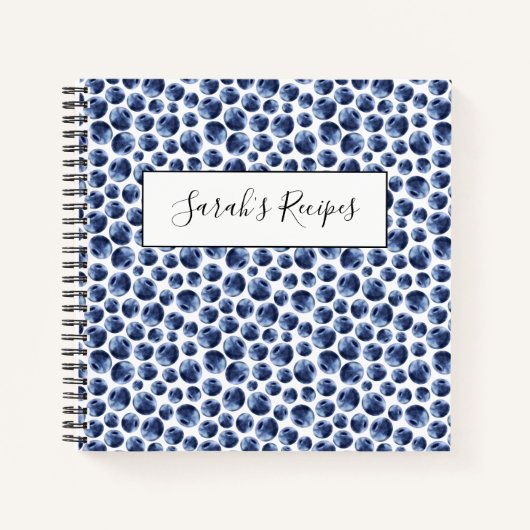 ブルーベリープリントフルーツパターン ノートブック (正面)
