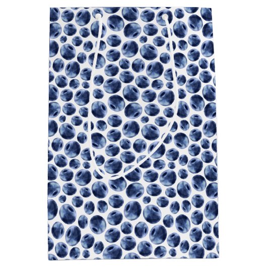 ブルーベリープリントフルーツパターン ミディアムペーパーバッグ (正面)