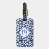 ブルーベリープリントフルーツパターン ラゲッジタグ (正面縦)