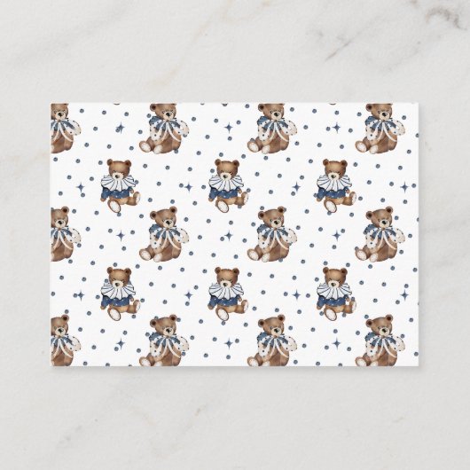 ブルーベリーベア男の赤ちゃんシャワーおむつラッフル エンクロージャーカード (裏面)