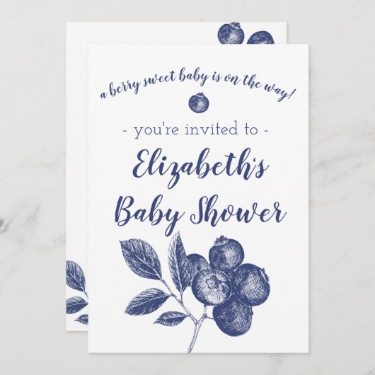 ブルーベリーベイビーシャワー招待状 招待状 (正面/裏面)
