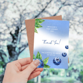 ブルーベリーベビーシャワーフラットサンキューカード サンキューカード