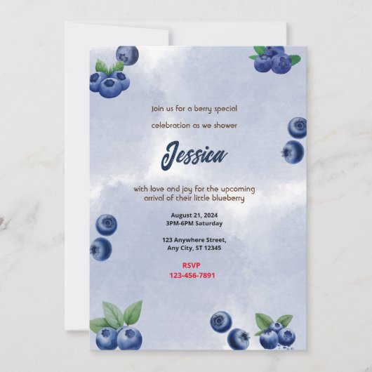 ブルーベリーベビーシャワー 招待状 (正面)