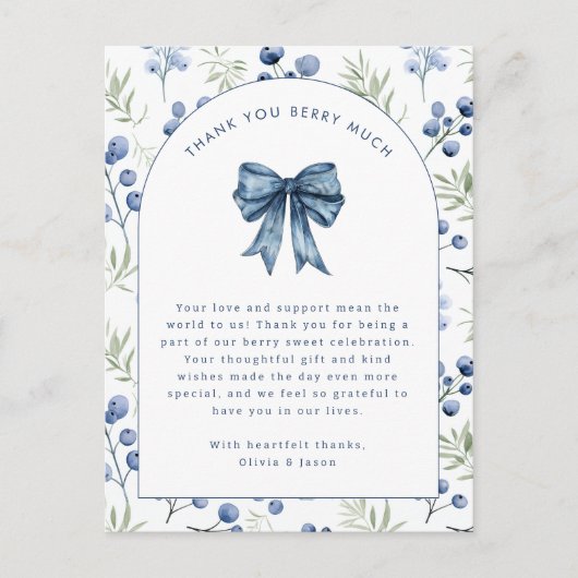 ブルーベリーベリースイーツベビーサンキューハガキ ポストカード (正面)