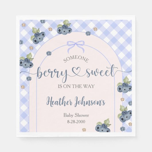 ブルーベリーベリースイーツ男の赤ちゃんベビーシャワー スタンダードランチョンナプキン (正面)