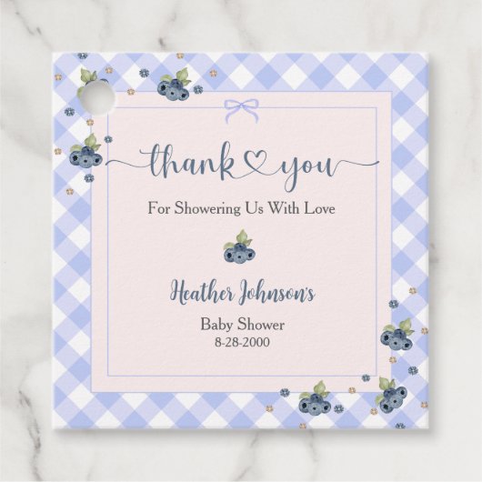 ブルーベリーベリースイーツ男の赤ちゃんベビーシャワー フェイバータグ (正面)