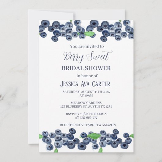 ブルーベリーベリースウィートブライダルシャワー 招待状 (正面)