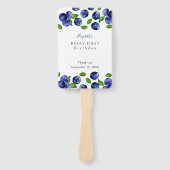 ブルーベリーベリーファースト誕生日水彩可愛 ハンドファン (正面)