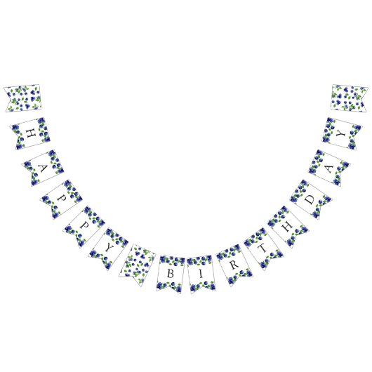 ブルーベリーベリーファースト誕生日水彩可愛 バンティングフラッグ (全)