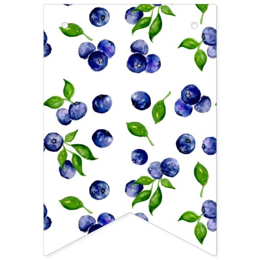 ブルーベリーベリーファースト誕生日水彩可愛 バンティングフラッグ (第1の旗)