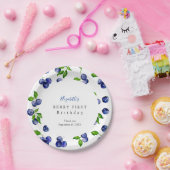 ブルーベリーベリーファースト誕生日水彩可愛 ペーパープレート (パーティー)