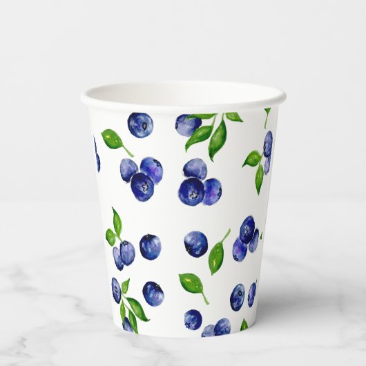 ブルーベリーベリーファースト誕生日水彩可愛 紙コップ (裏面)