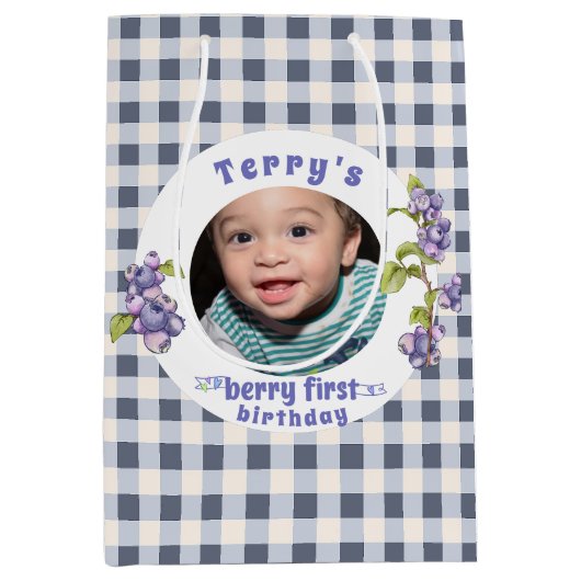 ブルーベリーベリーファースト誕生日 ミディアムペーパーバッグ (正面)