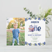 ブルーベリーベリーファースト誕生日 招待状 (スタンド正面)