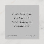 ブルーベリーホビーフルーツファームビジネス スクエア名刺 (裏面)