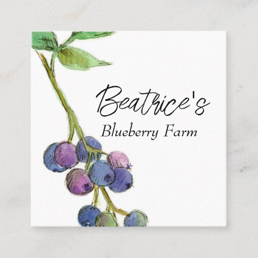 ブルーベリーホビーフルーツファームビジネス スクエア名刺 (正面)