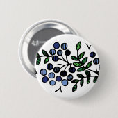 ブルーベリーボタンの花のデザイン 缶バッジ (正面&裏面)
