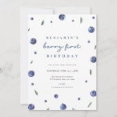 ブルーベリーボーイベリーファースト誕生日招待状 招待状 (正面)