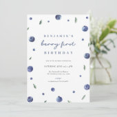 ブルーベリーボーイベリーファースト誕生日招待状 招待状 (スタンド正面)