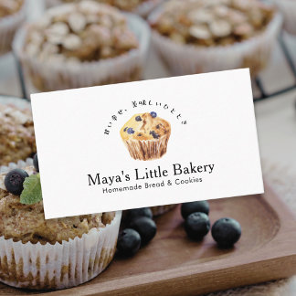 ブルーベリーマフィンの水彩ステッカー Bakery 名刺