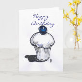 ブルーベリーマフィンハッピーバースデー カード (黄色い花)