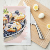 ブルーベリーマフィンベーキングレシピ キッチンタオル (四つ折り)